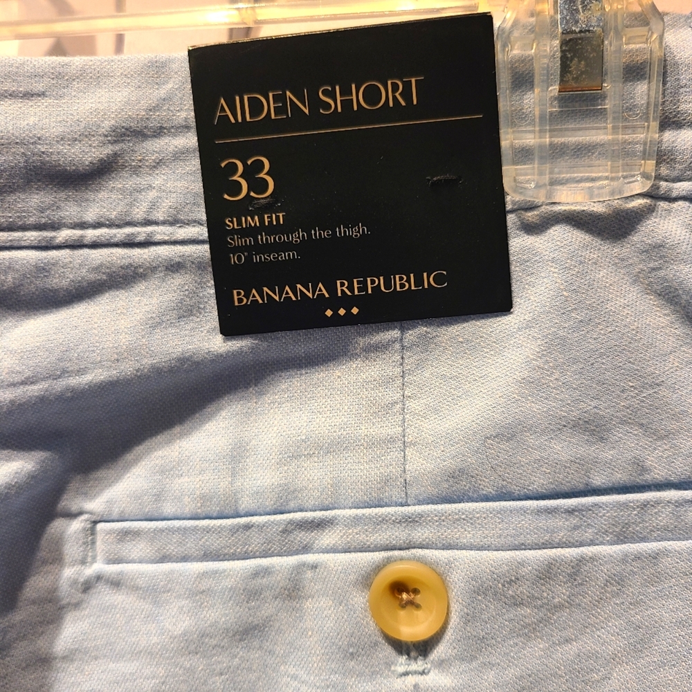 Banana Republic Mens Linen Blend Shorts. Size 33 Color Light Blue.  Lightweight - Picture 6 of 9